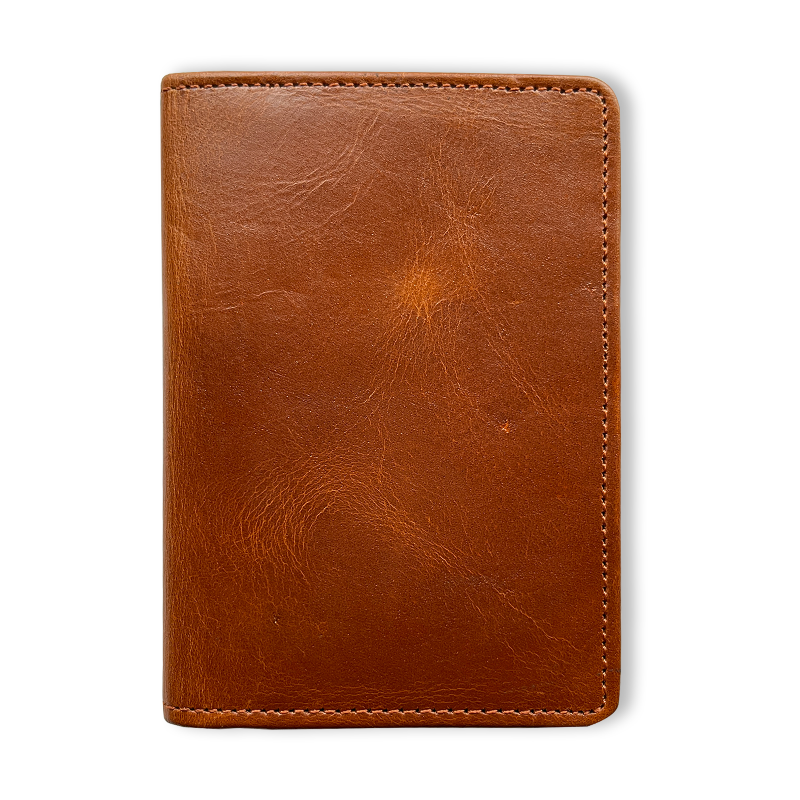 Brown leather wallet on a white background