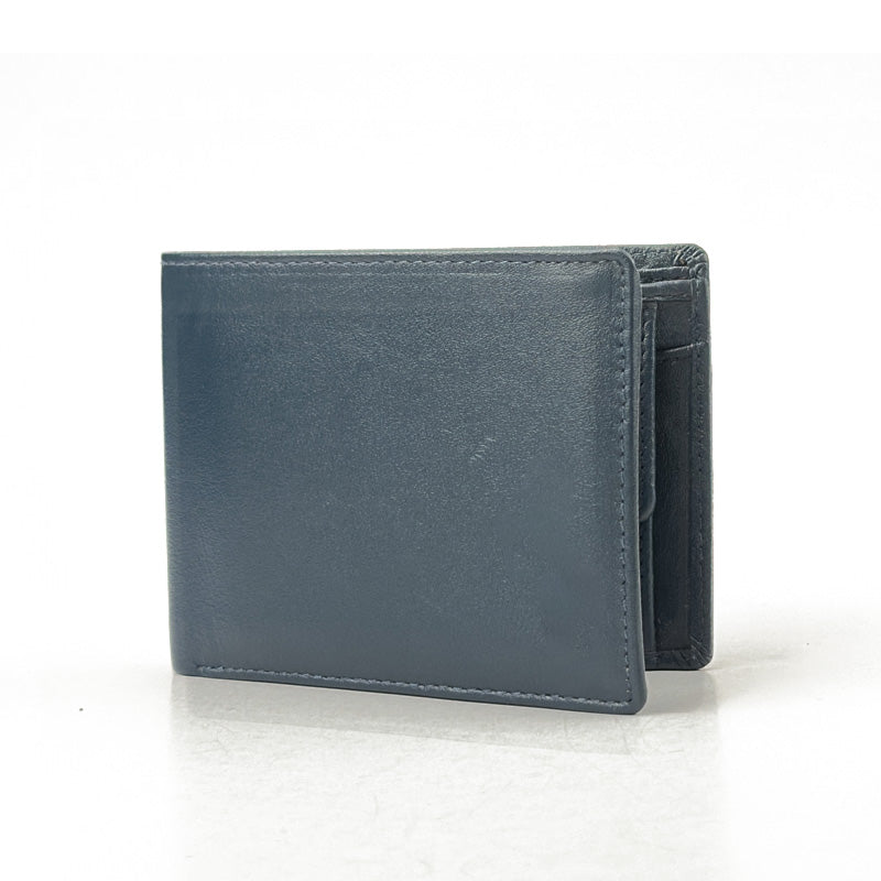 Blue leather wallet on a white background