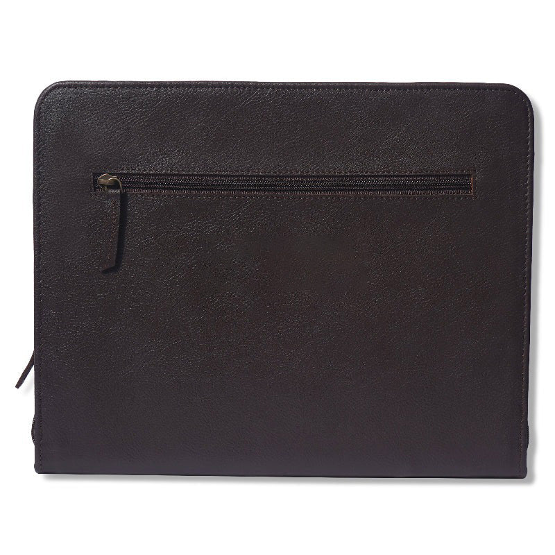 black leather document file folder