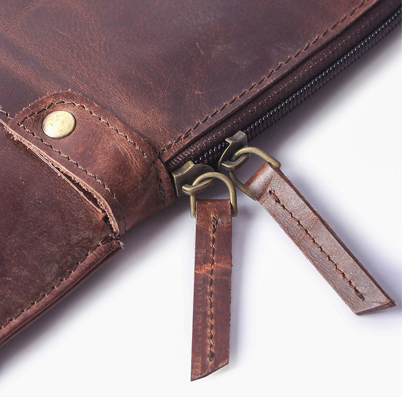 leather laptop sleeve side