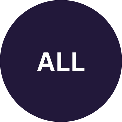 Navy blue circle with 'ALL' text in white