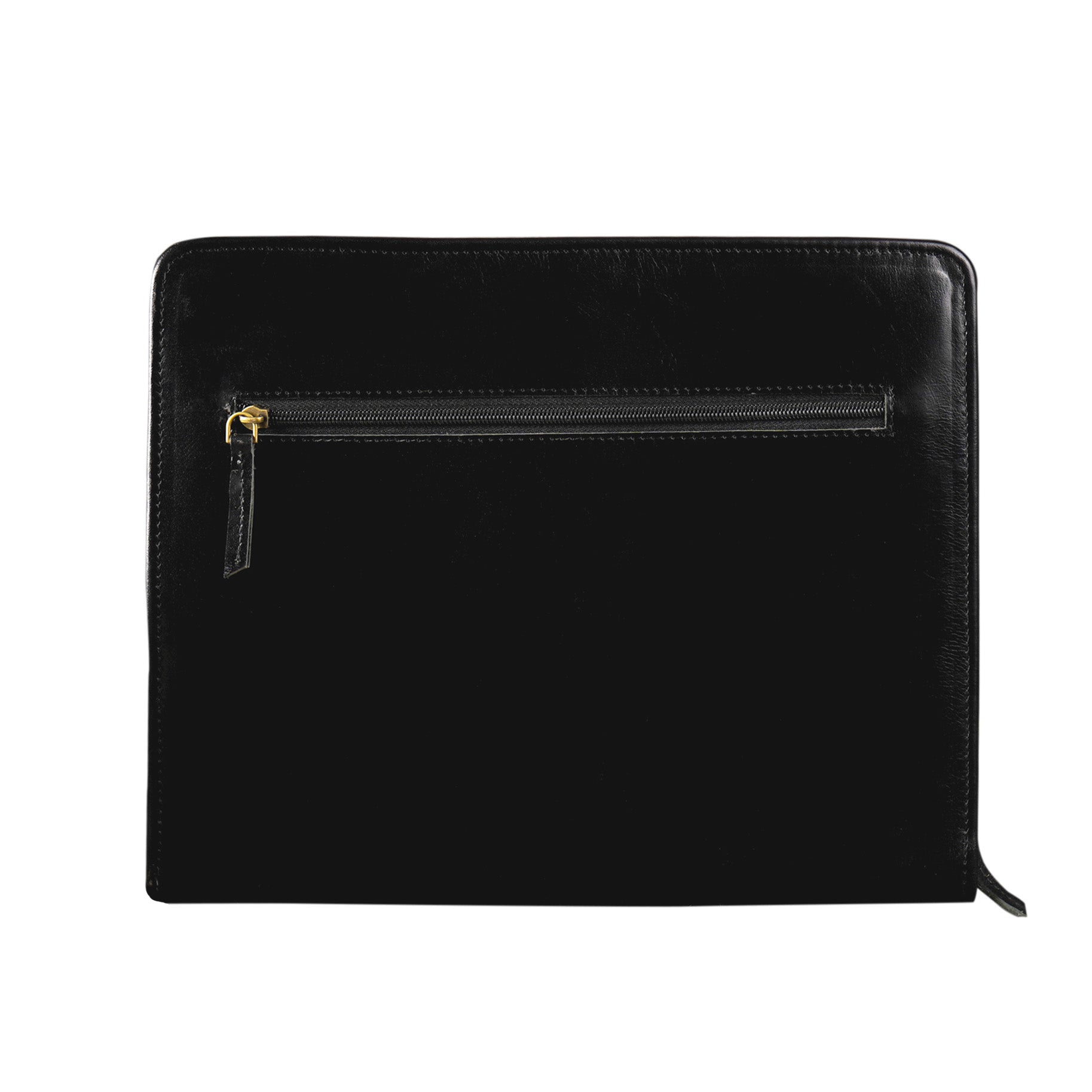 black leather a4 inner zipper file folder