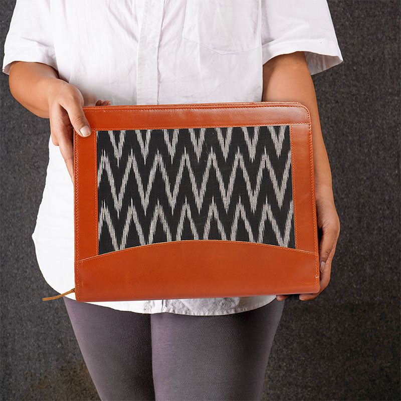 leather ikkat Macbook sleeve