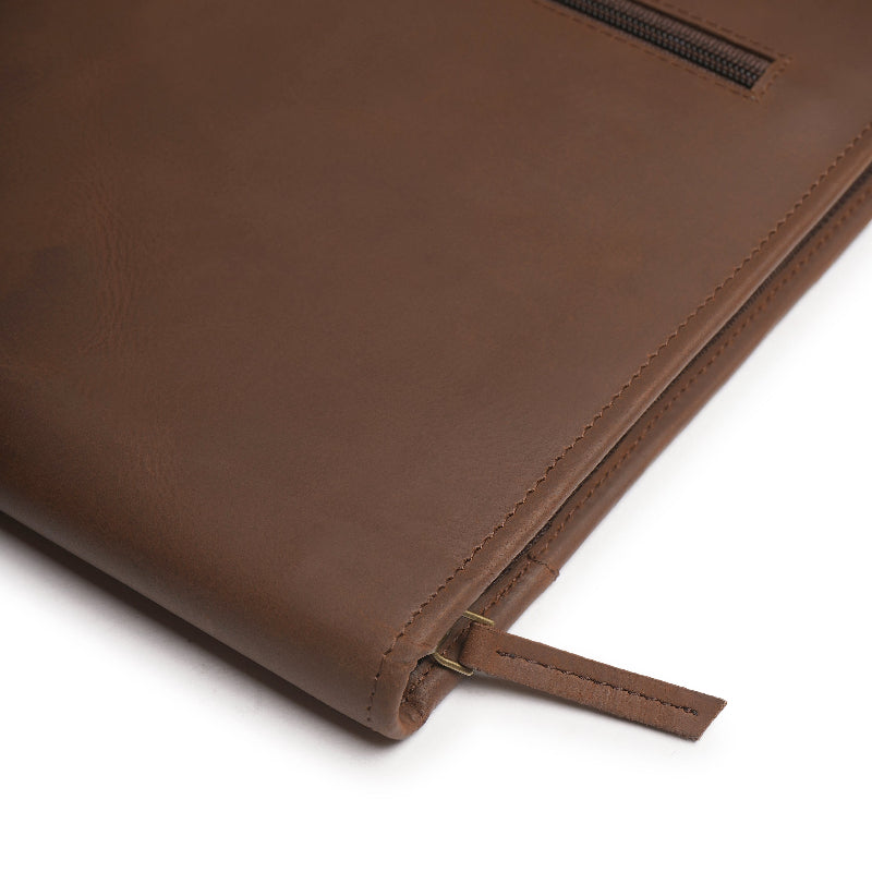 brown color leather file folder