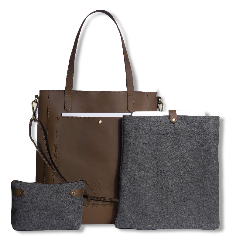 womens leather tote bag with 2 bags