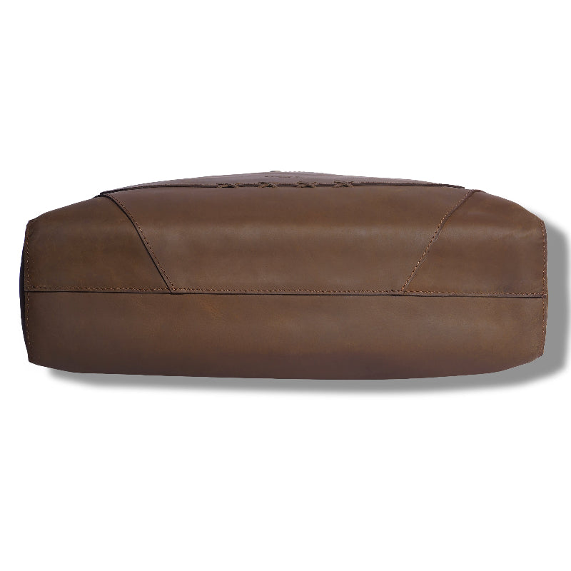 down side leather tote bag