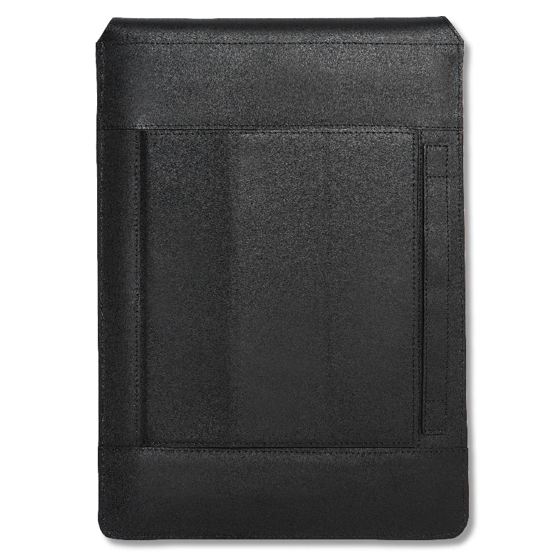 Black leather case on a white background