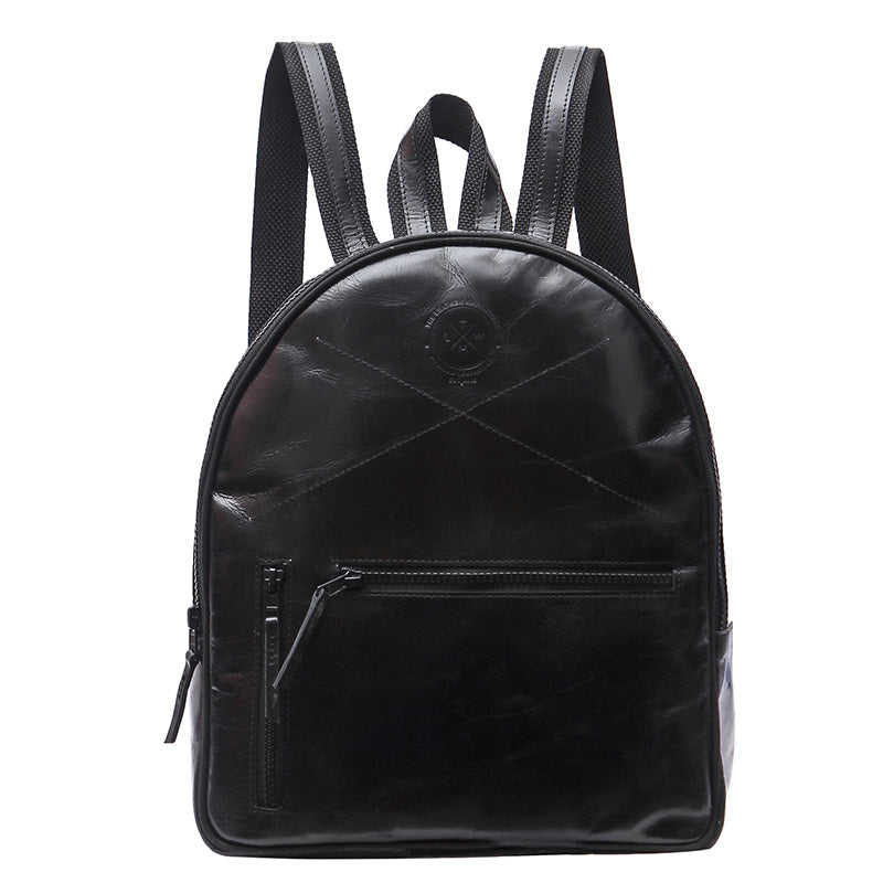 Leather backpack for school Black