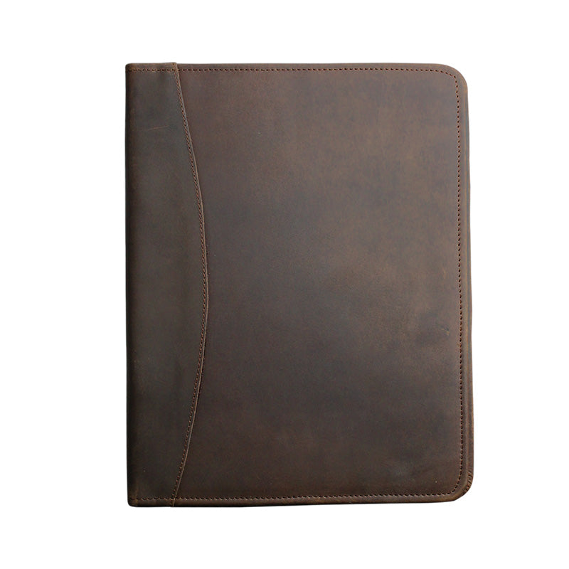chocolate brown leather warehouse non zipper file folder