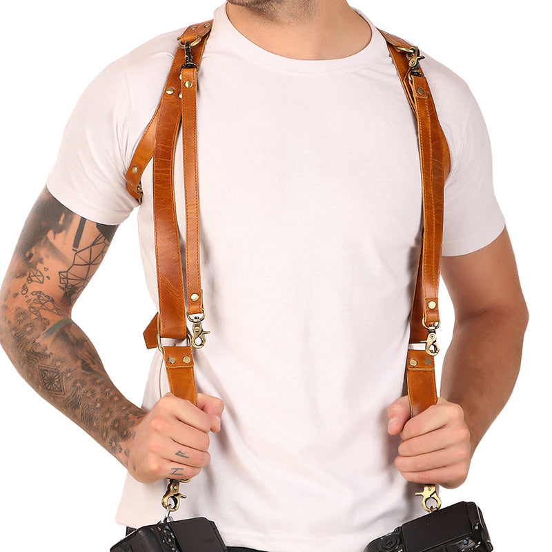 Leather camera belt strap