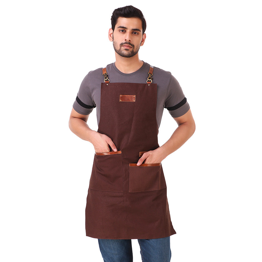 brown canvas apron