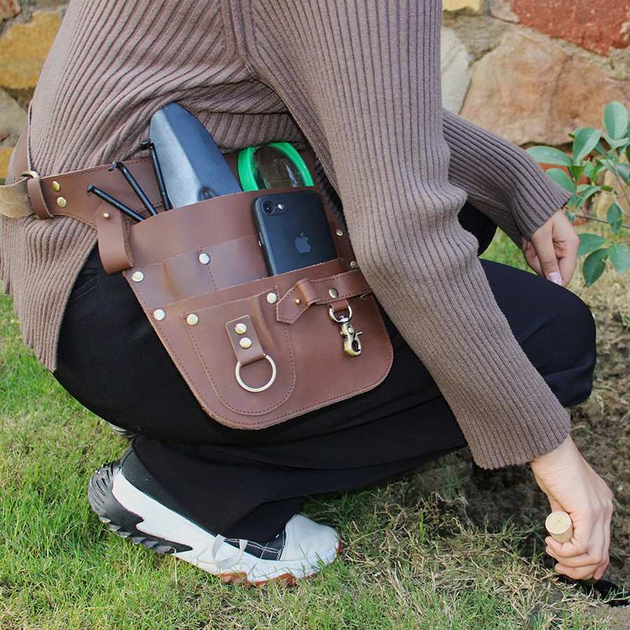 personalized leather florist gardening tool belt organizer