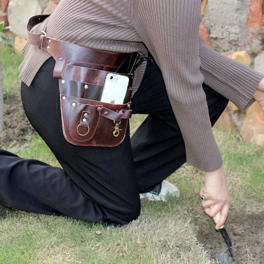 personalized leather florist gardening tool belt organizer