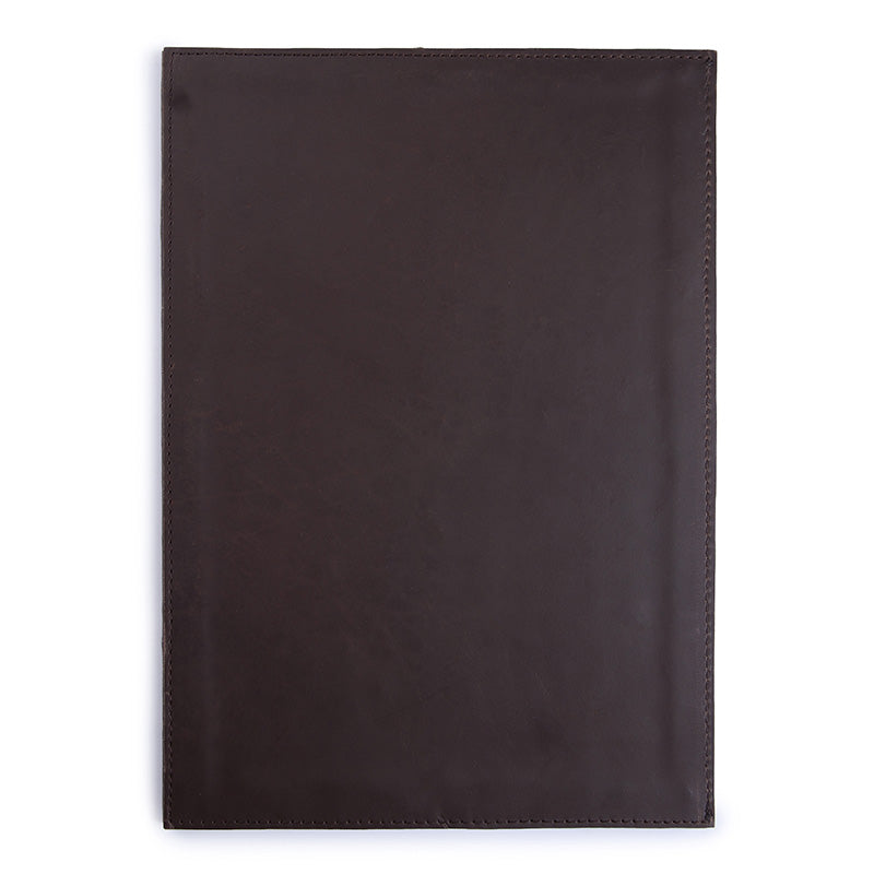 leather menu holder with restaurant branding
