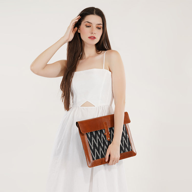 ikat leather laptop sleeve case