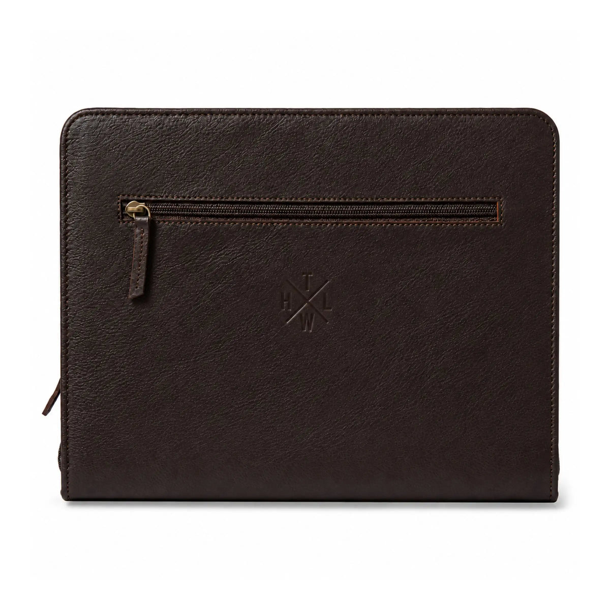 black leather document file folder
