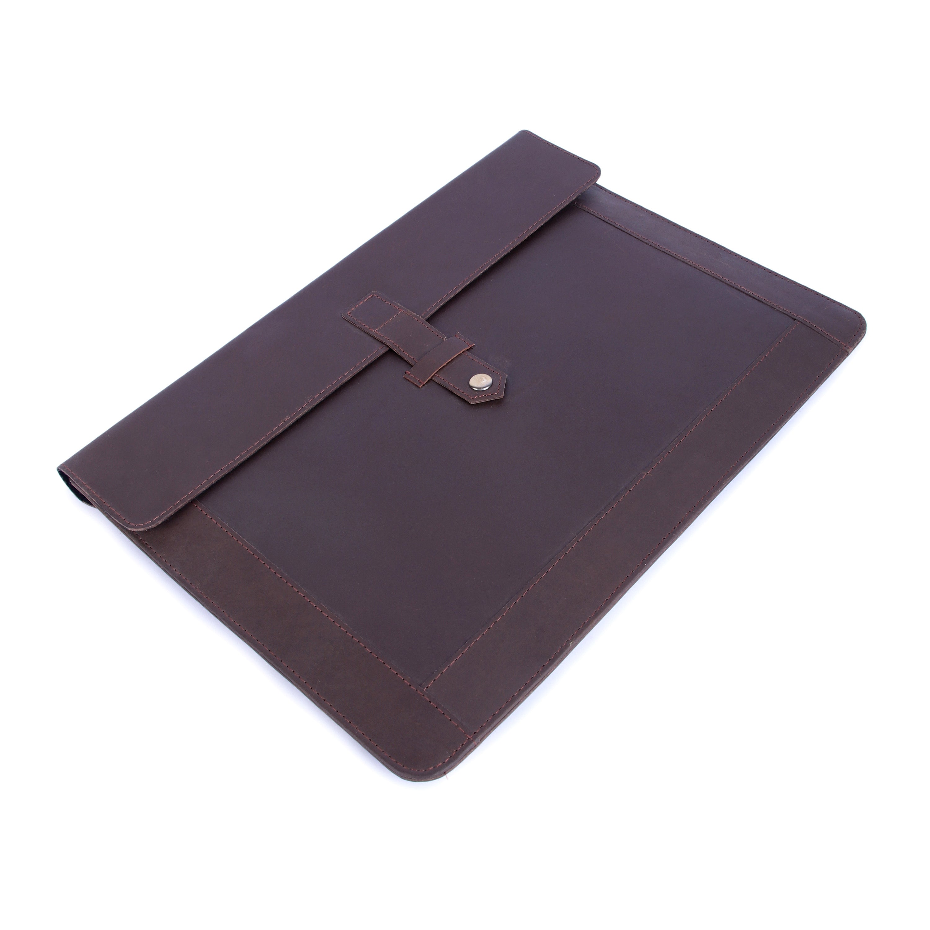 Brown leather sleeve on a white background