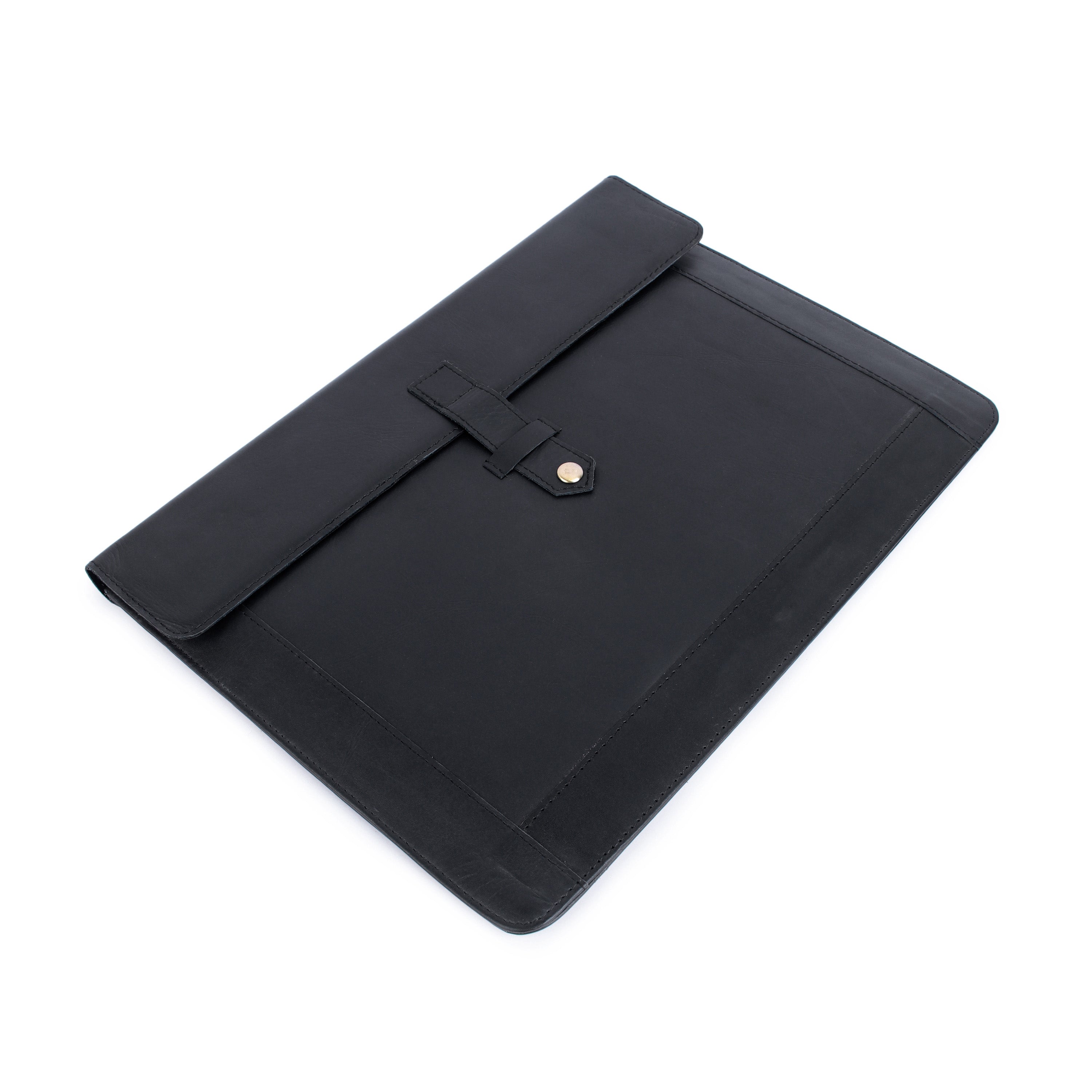 Black document holder on a white background