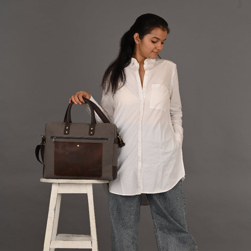 Urban Grey Canvas Laptop Bag