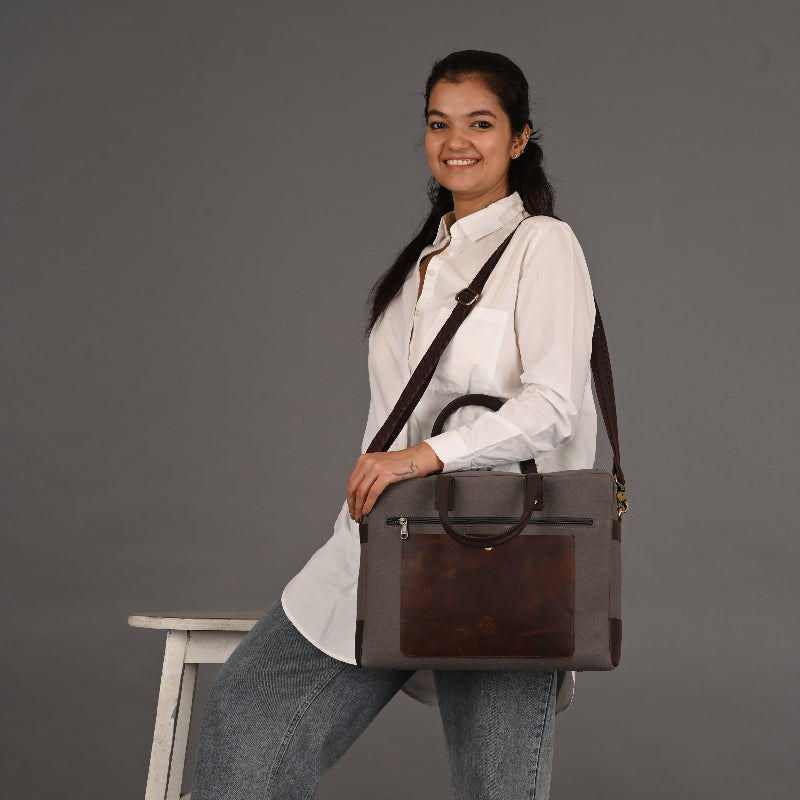 Urban Grey Canvas Laptop Bag