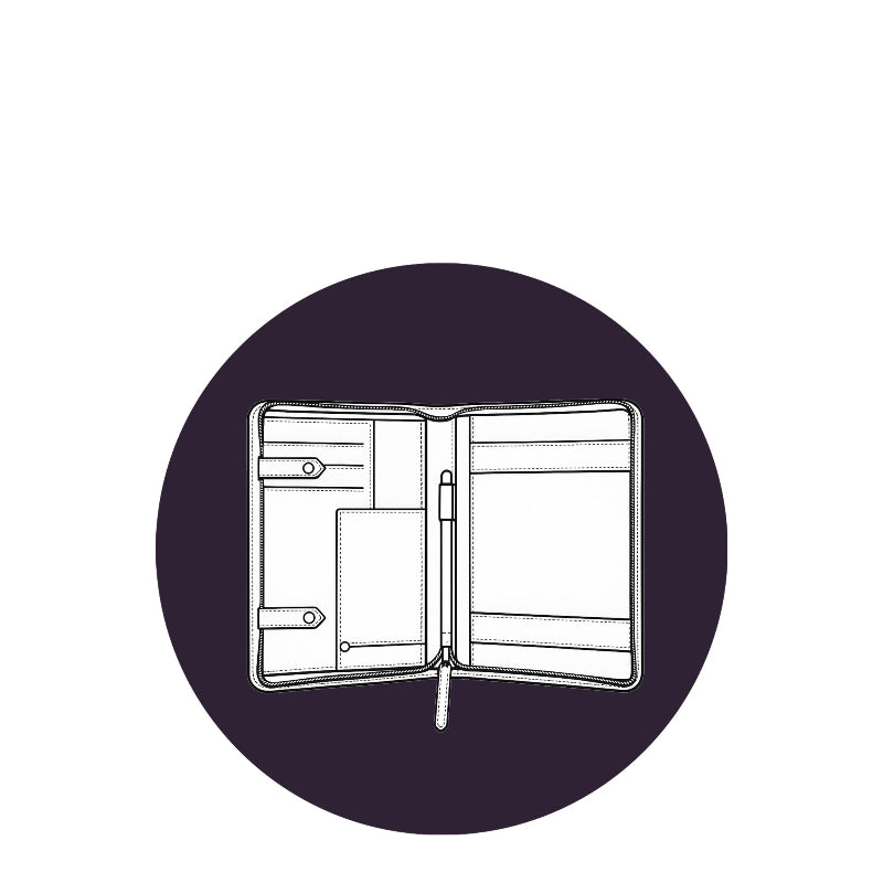 Outline of an open wallet on a white background