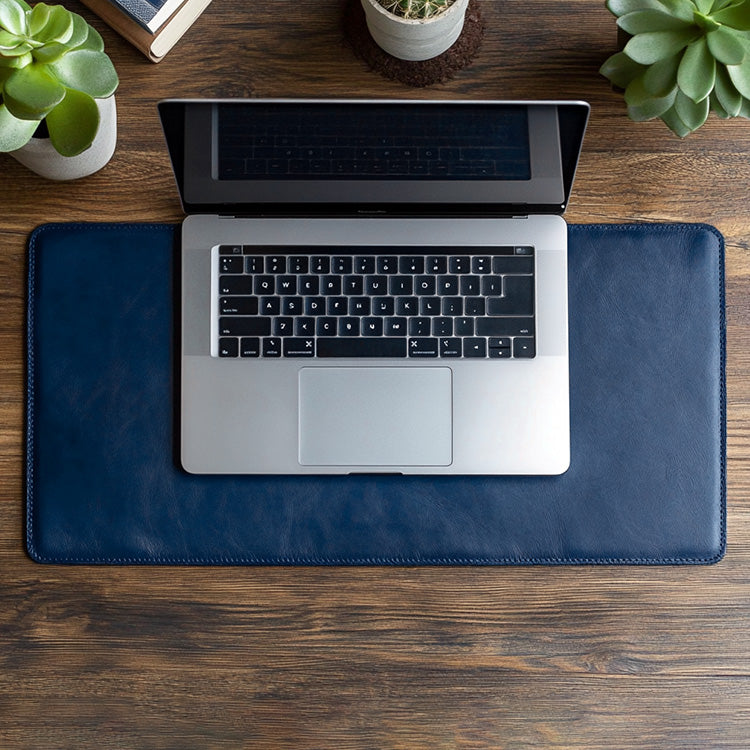 blue leather desk mat for computer table