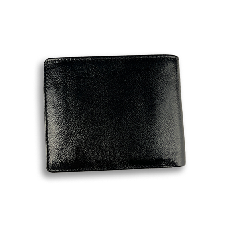 Black leather wallet on a white background