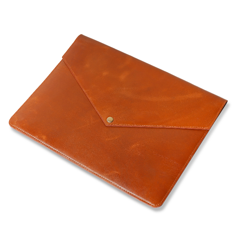 leather laptop sleeve Crunch tan