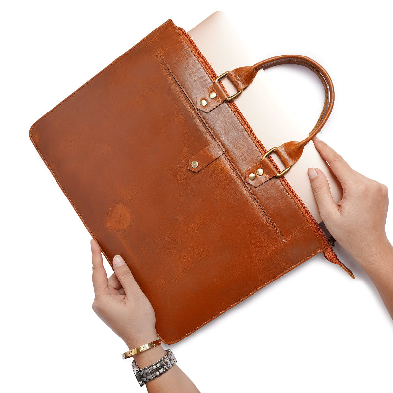leather laptop sleeve with handle