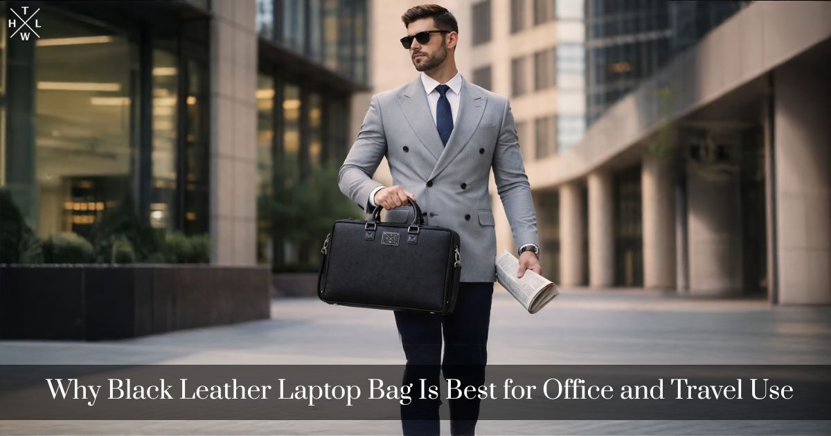 Black Leather Laptop Bag