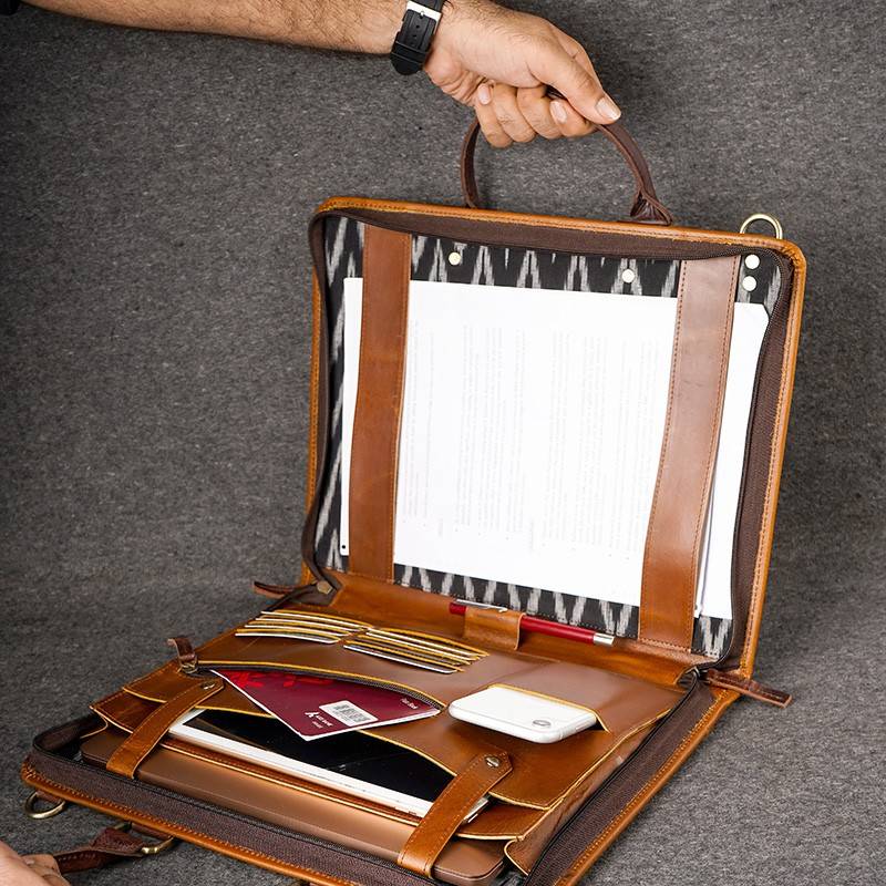 Leather File Folder With Zipper