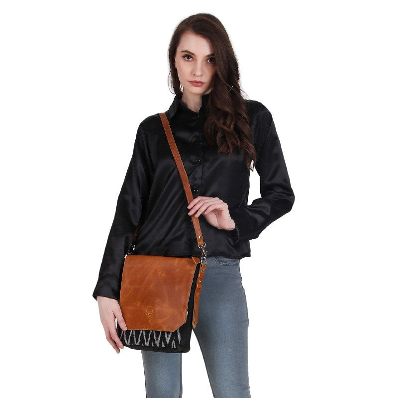 Black Leather Sling Bag