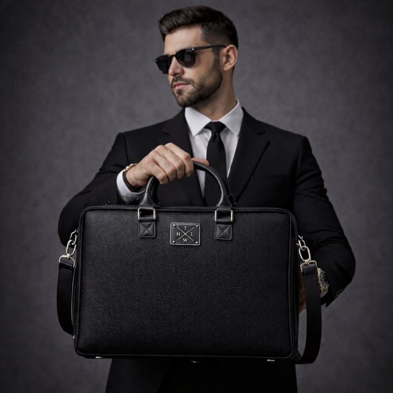 Black Leather Laptop Bag