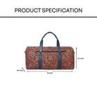 Duffel bag with dimensions on a white background