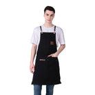 Everyday black apron for men, clean look for kitchen and craft use