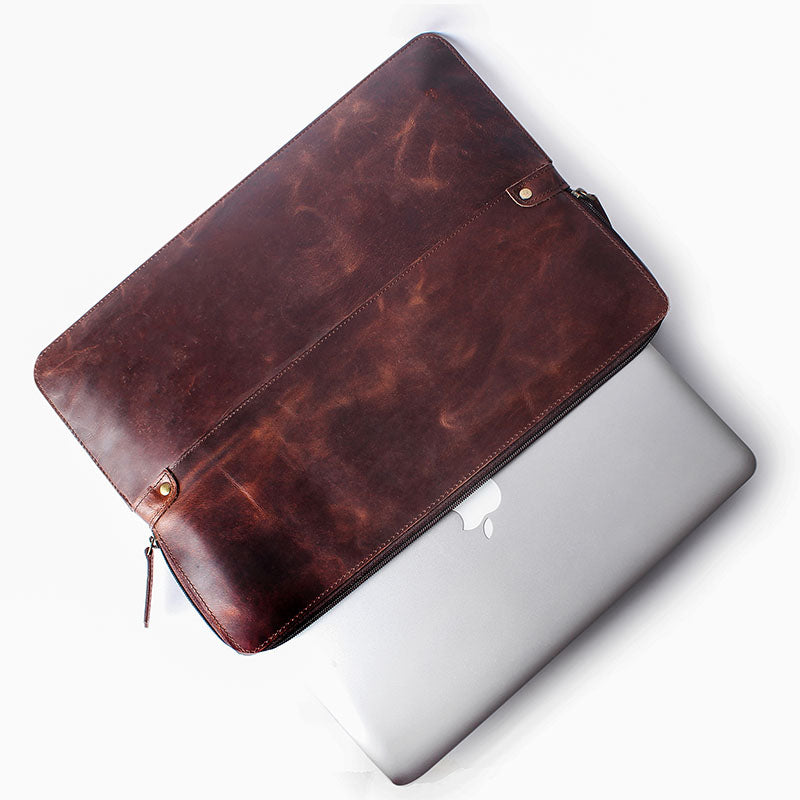 Personalised MacBook Pro Case – Leather Sleeve Rust