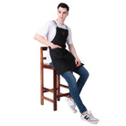 Multi-use black apron for men, ideal for kitchen, cafe, and DIY projects