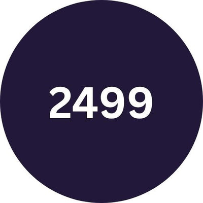 Navy blue circle with the number '2499' in white