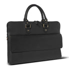 Black leather laptop bag  on a white background