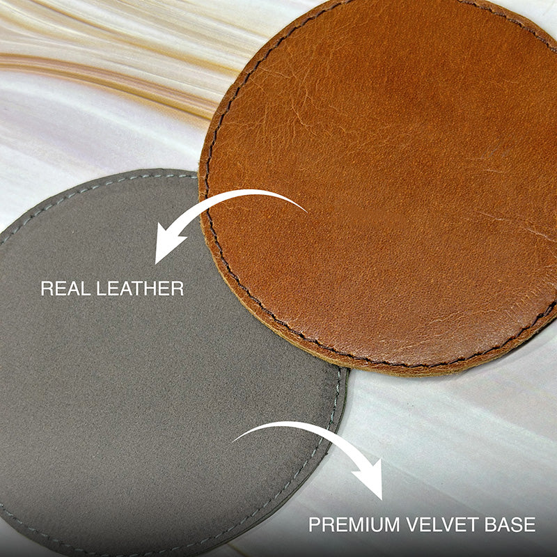 custom embossed leather coasters for corporate gifting