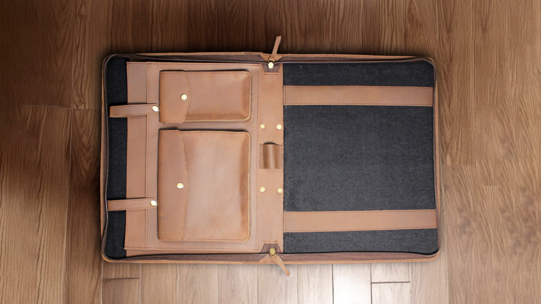 custom leather file folder for real states