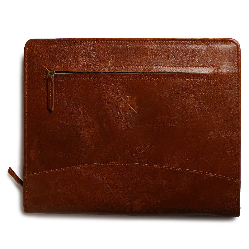 brown color leather folder