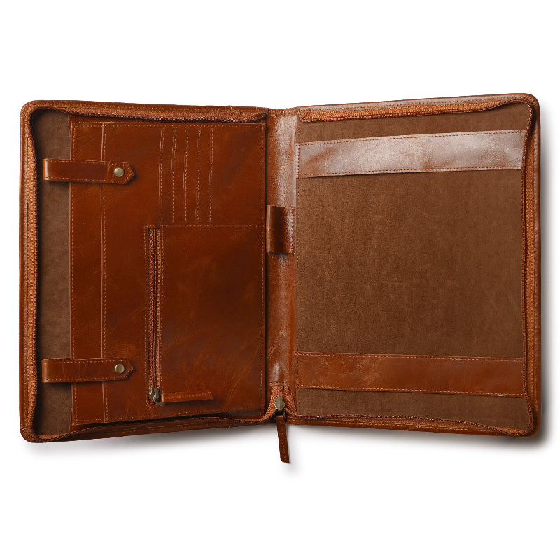 leather file folder crunch tan