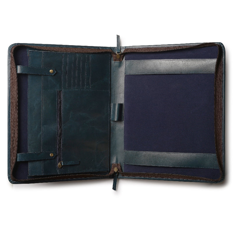 leather open document file folder