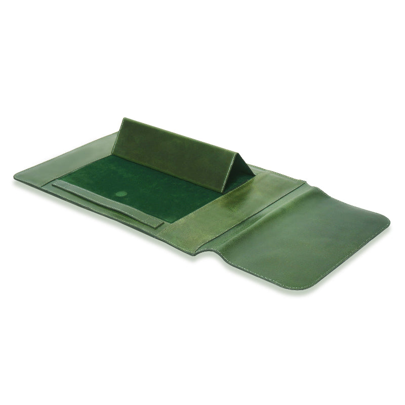 Green stand sleeve playpen on a white background