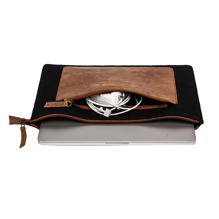 Leather Laptop Cover Front Pocket