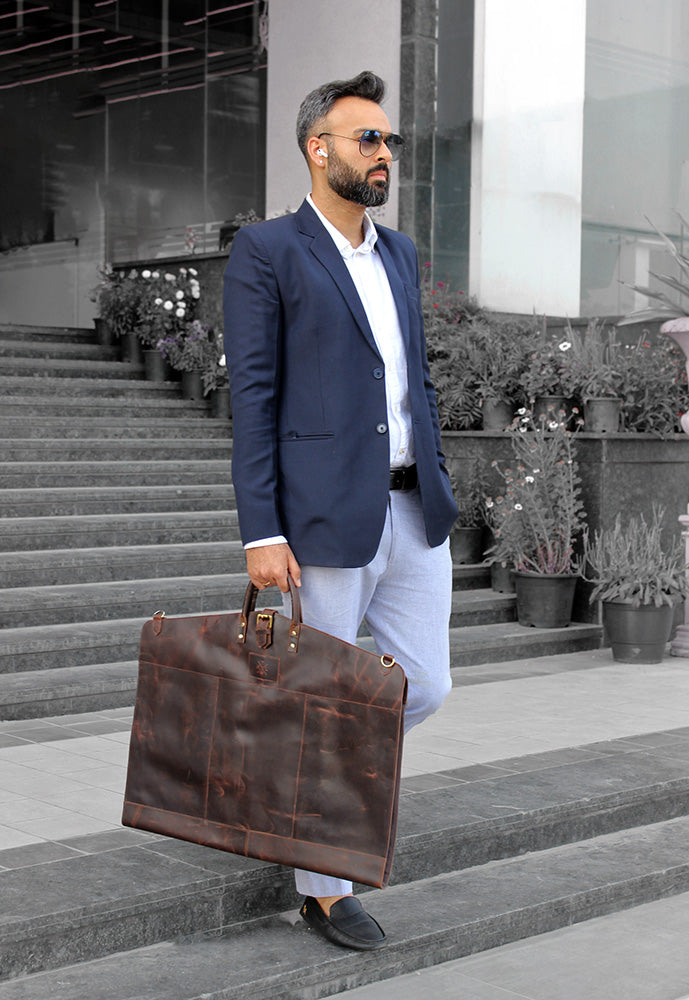 garment coat cover bag for suit and blazer in leather