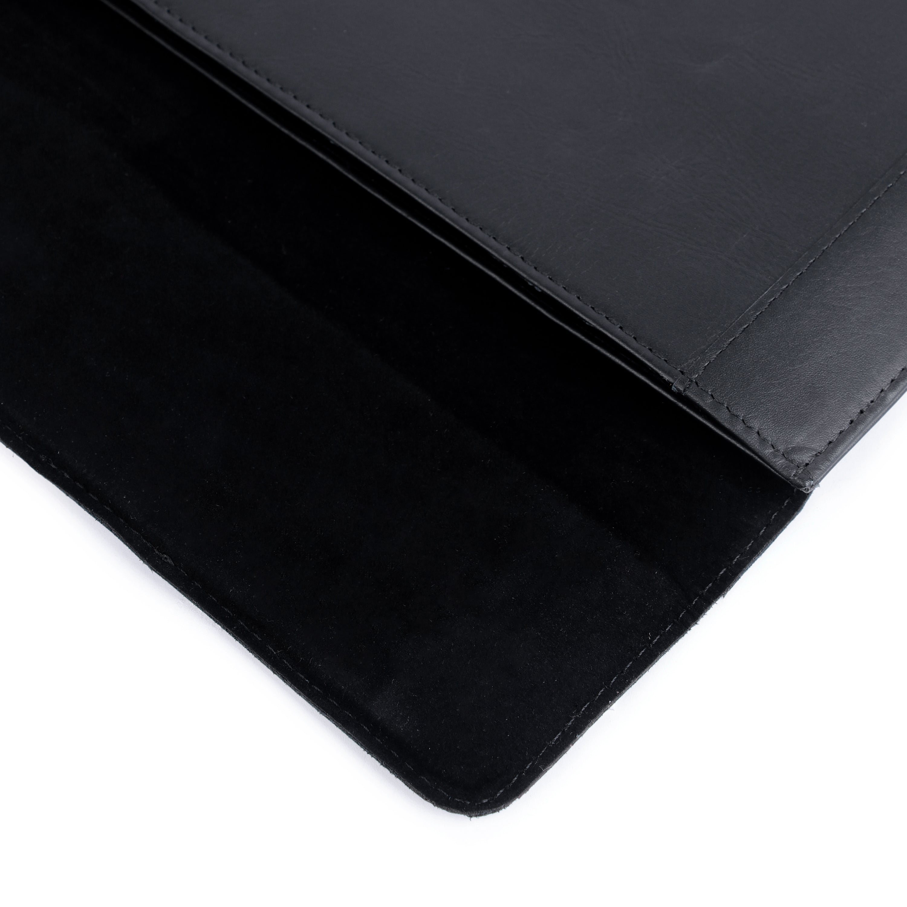 Close-up of a black leather wallet on a white background
