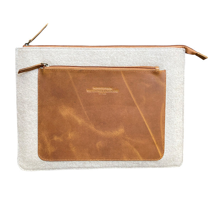 Leather Laptop Cover Front Pocket