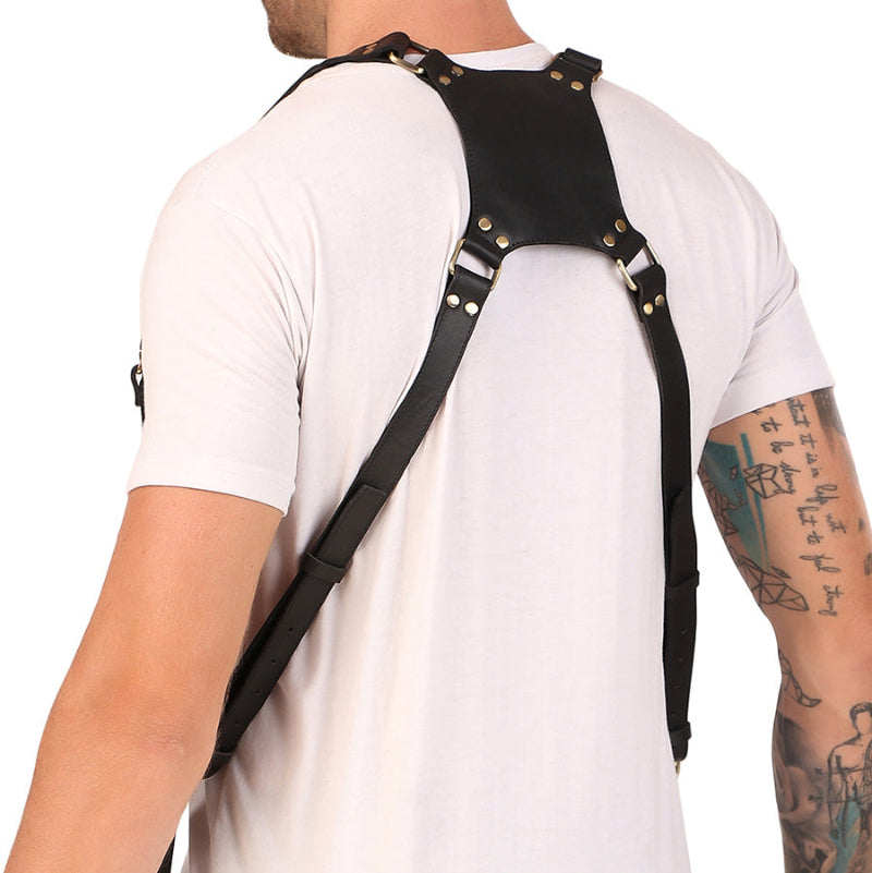 black leather personalized camera strap
